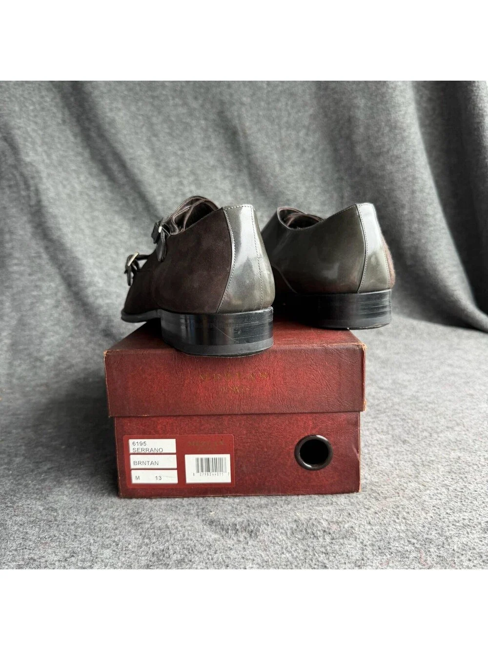 Mezlan Tulsa Shoes Mens Size 13 Brown Suede Monk Strap Cap Toe Dress Spain
